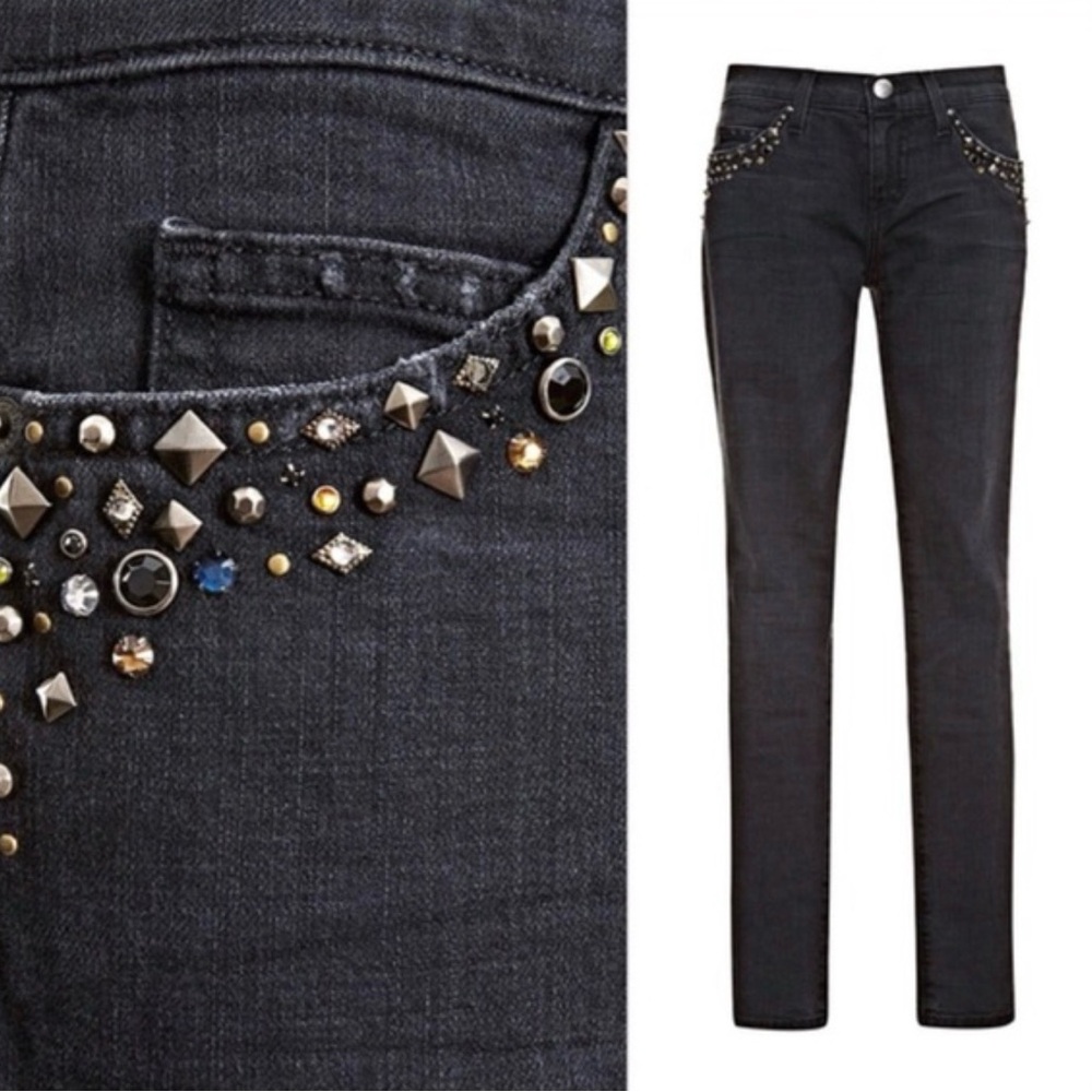 Current Elliot Jeans The Ankle Skinny Townhouse w Embellished Pockets Studded 26
